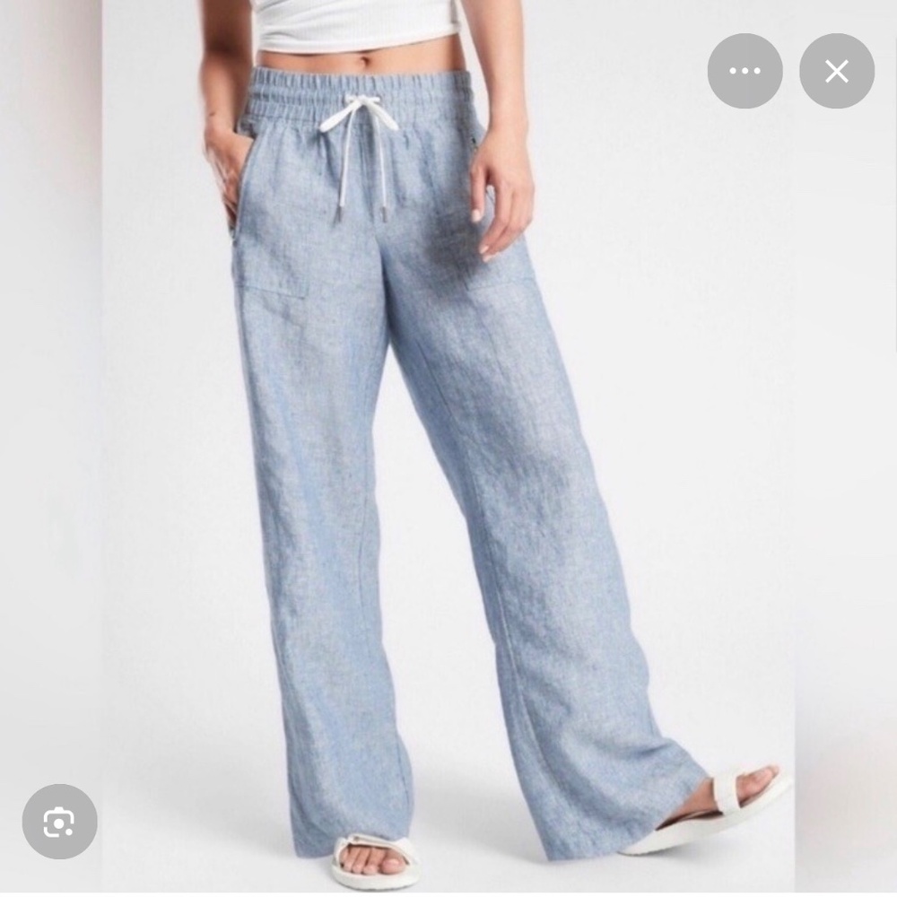 Athleta Cabo Linen Wide Leg pant - light blue